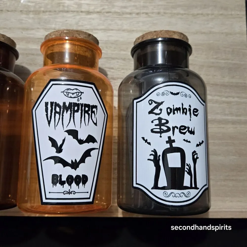 Halloween Plastic Potion Bottle Set Of 4. Apothecary Core Halloween Core